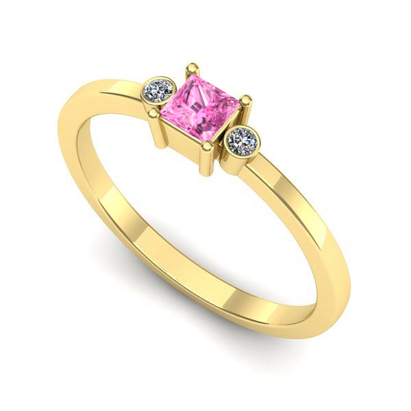 Inel de logodna din aur galben cu safir roz