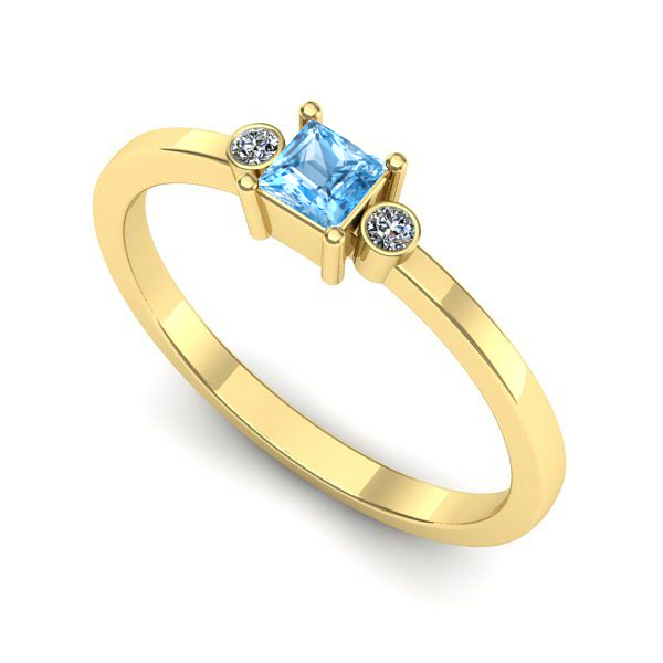 Inel din aur galben cu topaz blue