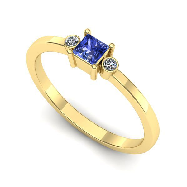 Inel logodna din aur galben cu tanzanit