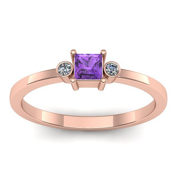 Inel de logodna cu ametist patrat