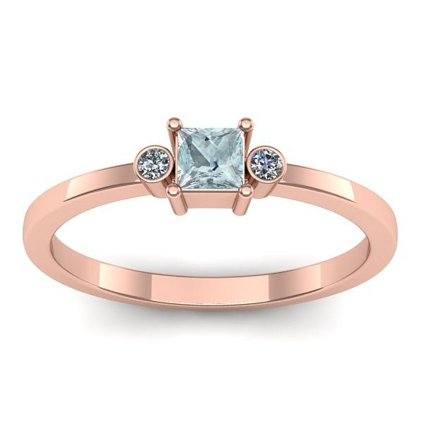 Inel cu aquamarin patrat