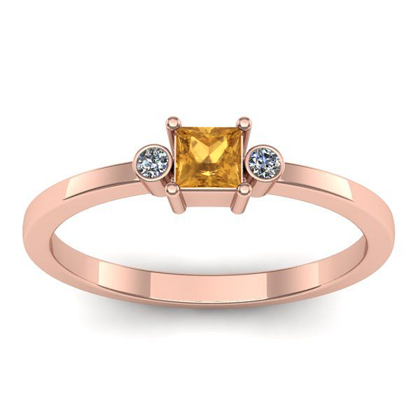 Inel de logodna cu citrin patrat