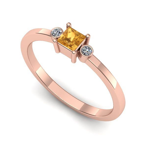 Inel logodna din aur roz cu citrin