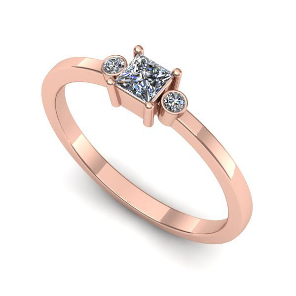 Inel de logodna din aur roz cu diamant