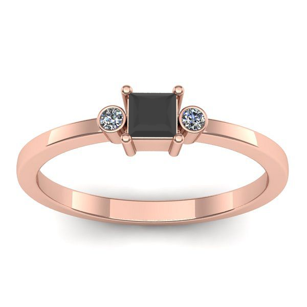 Inel cu diamant negru patrat