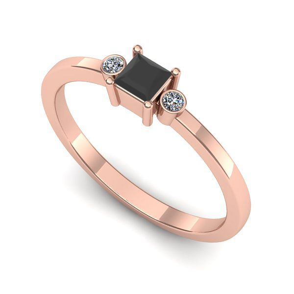 Inel logodna din aur roz cu diamant negru