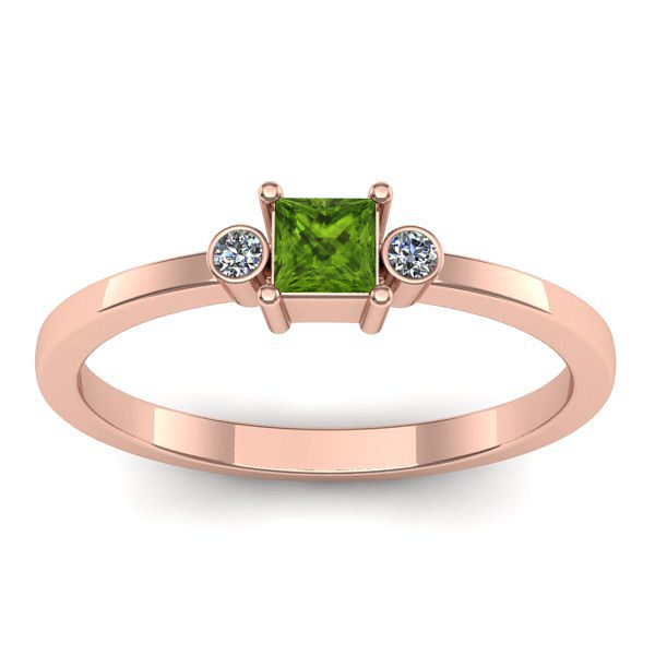 Inel cu peridot patrat