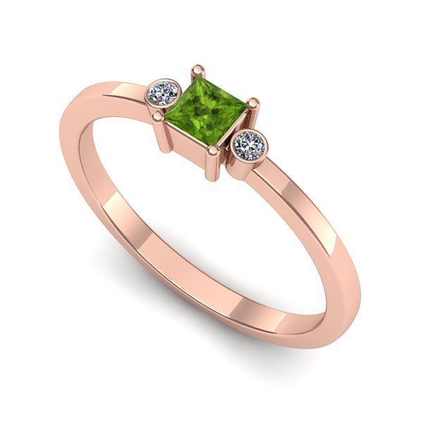 Inel din aur roz cu peridot