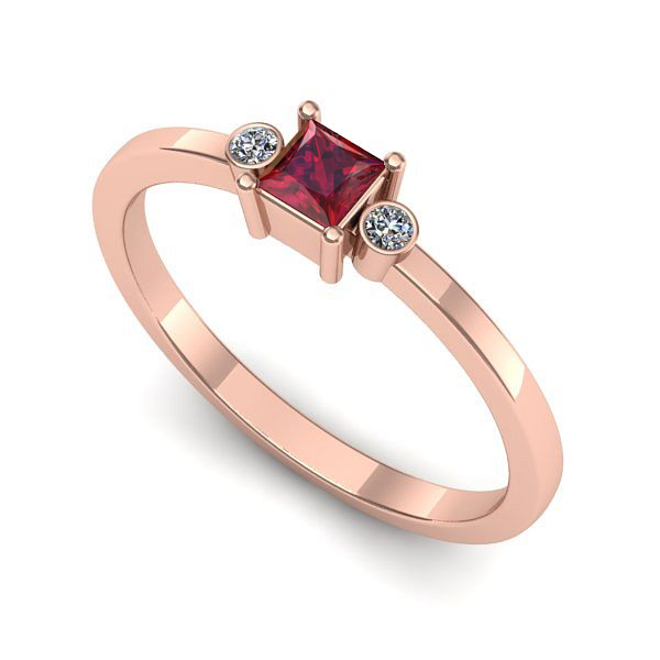 Inel logodna din aur roz cu rubin