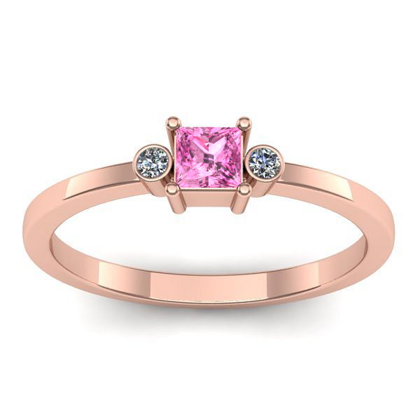 Inel de logodna cu safir roz patrat