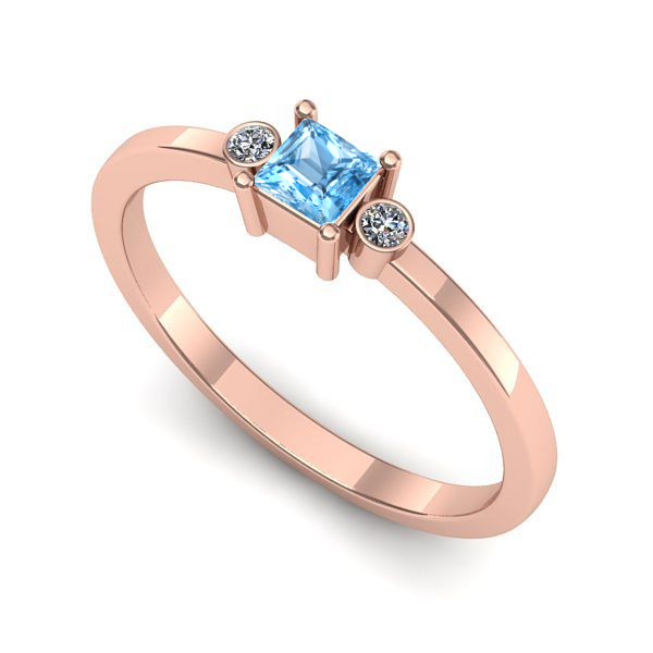 Inel logodna din aur roz cu topaz blue