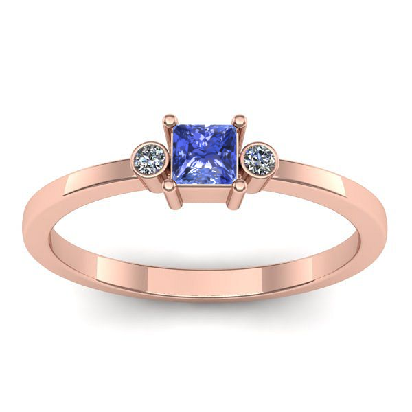 Inel cu tanzanit patrat