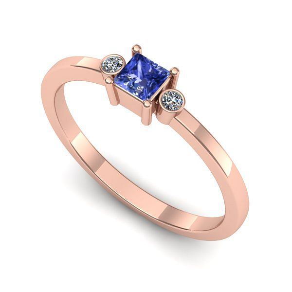 Inel din aur roz cu tanzanit