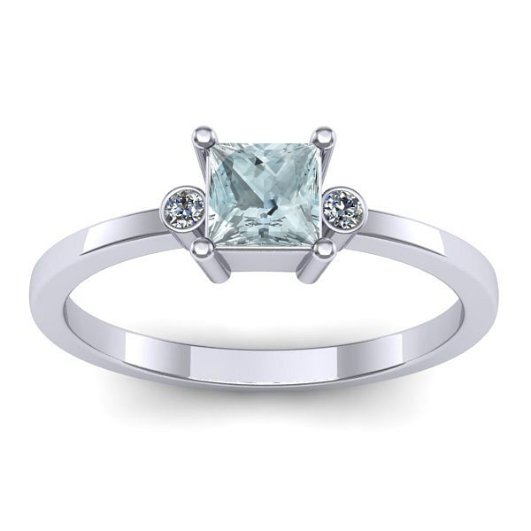 Inel logodna cu aquamarin patrat