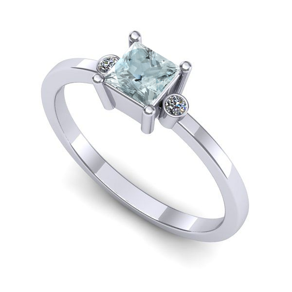Inel de logodna din aur alb cu aquamarin