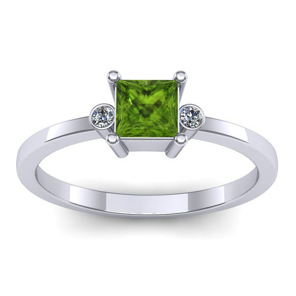 Inel de logodna cu peridot patrat