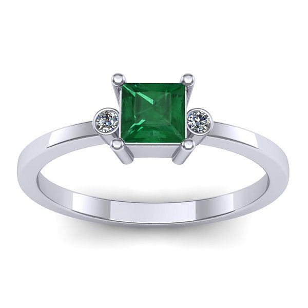 Inel logodna cu smarald patrat