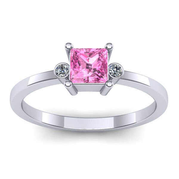 Inel de logodna cu safir roz patrat