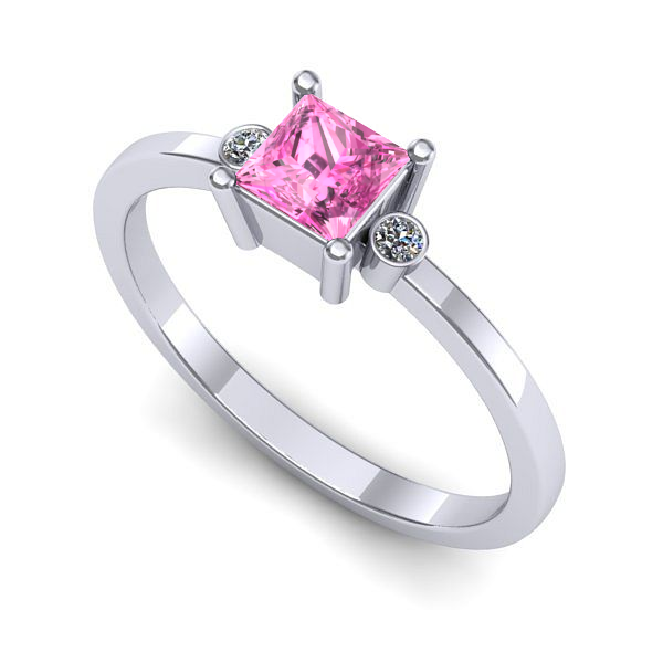 Inel din aur alb cu safir roz