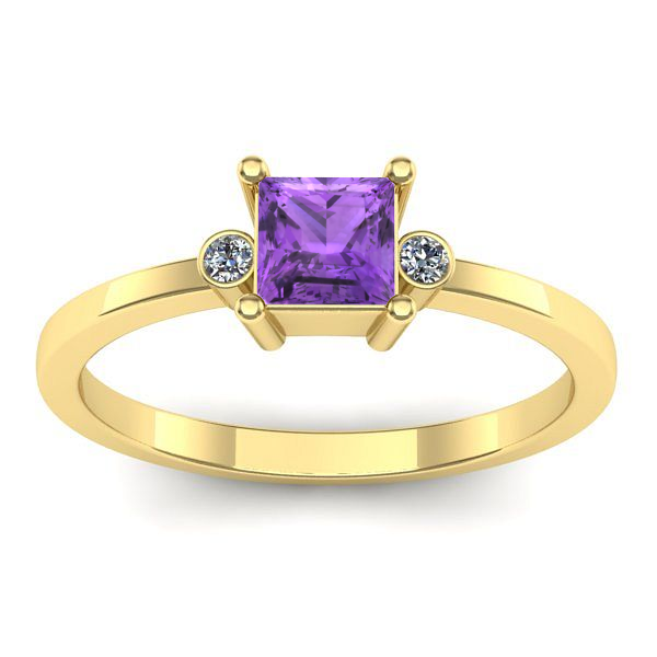 Inel de logodna cu ametist patrat