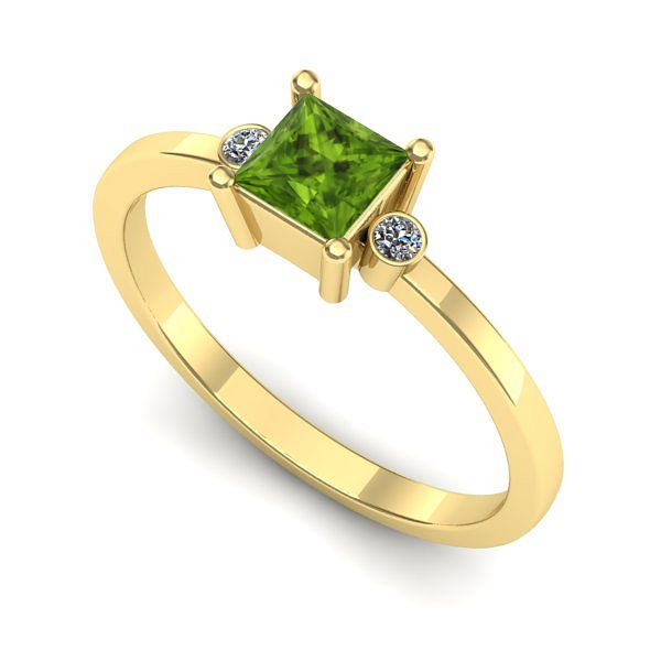 Inel logodna din aur galben cu peridot