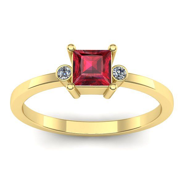 Inel de logodna cu rubin patrat