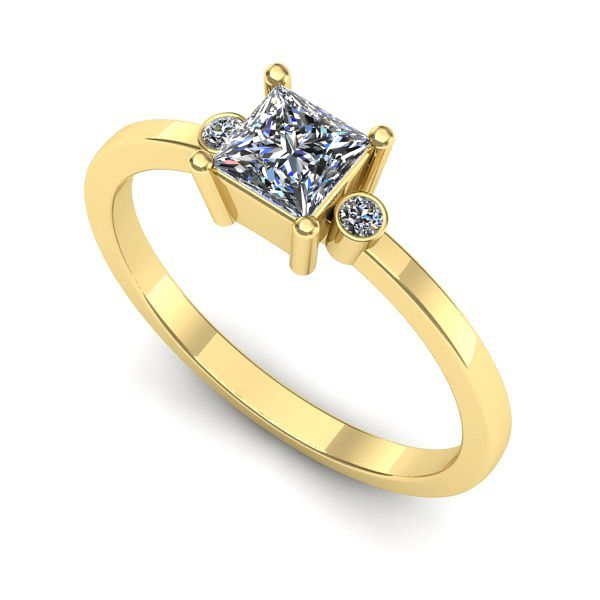 Inel logodna din aur galben cu safir alb