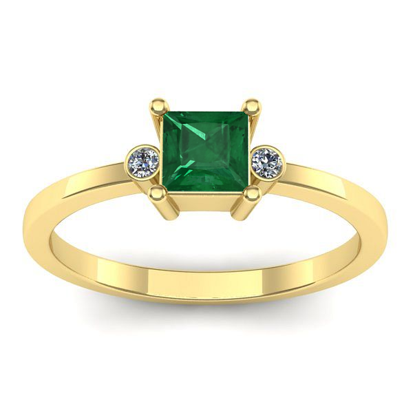 Inel cu smarald patrat