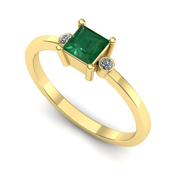 Inel din aur galben cu smarald