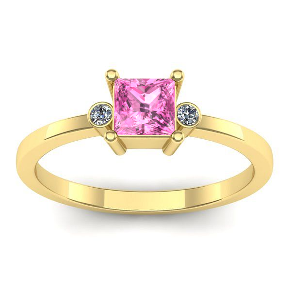 Inel cu safir roz patrat