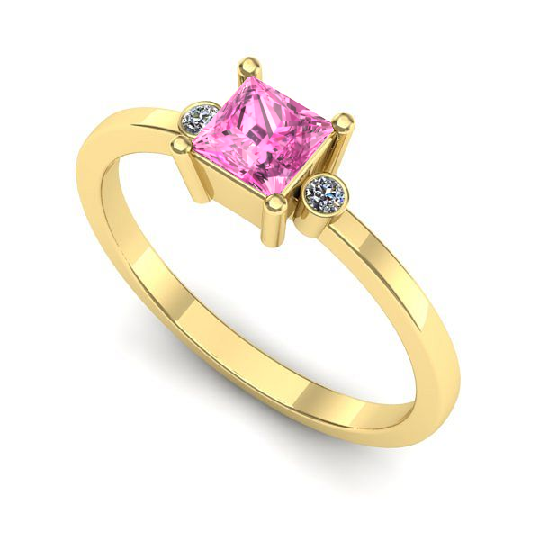 Inel de logodna din aur galben cu safir roz