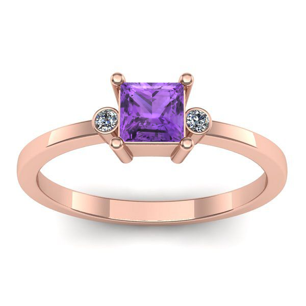 Inel de logodna cu ametist patrat