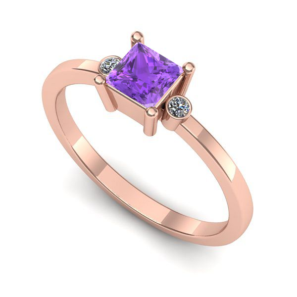 Inel din aur roz cu ametist