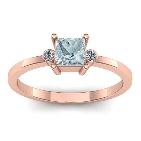 Inel logodna cu aquamarin patrat