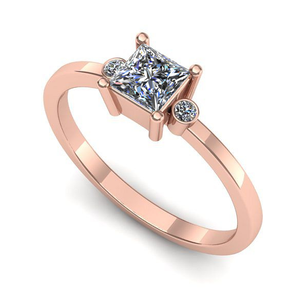 Inel logodna din aur roz cu diamant