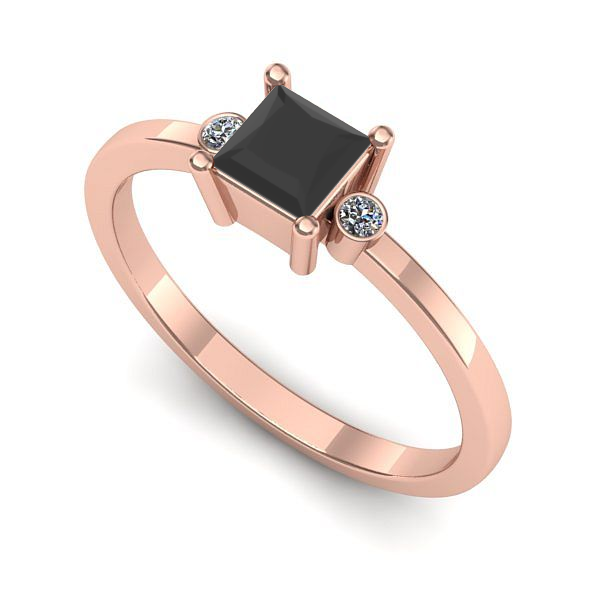 Inel din aur roz cu diamant negru