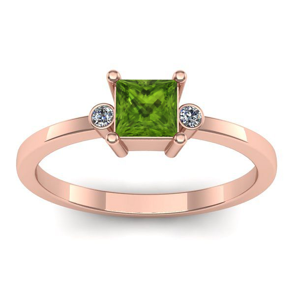 Inel cu peridot patrat