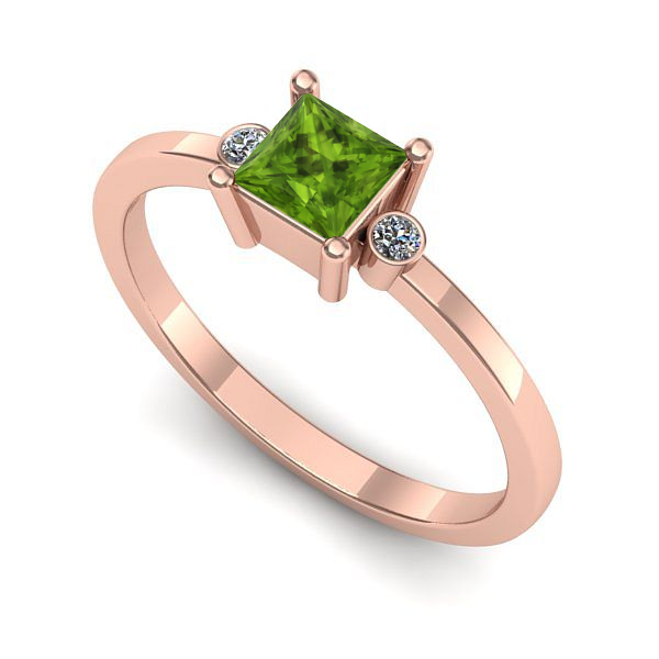 Inel de logodna din aur roz cu peridot