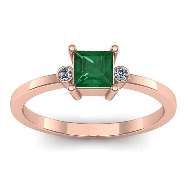 Inel cu smarald patrat