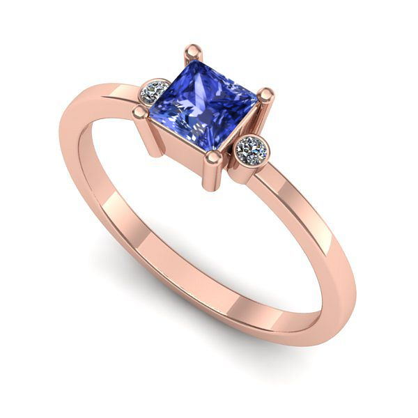 Inel din aur roz cu tanzanit