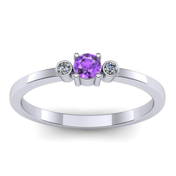 Inel de logodna cu ametist rotund