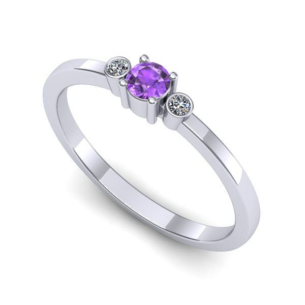 Inel logodna din aur alb cu ametist