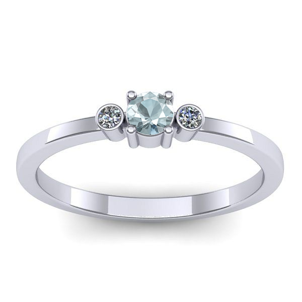 Inel de logodna cu aquamarin rotund