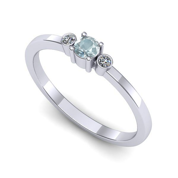 Inel din aur alb cu aquamarin