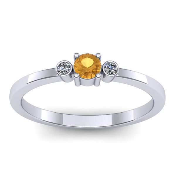 Inel cu citrin rotund