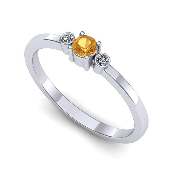 Inel logodna din aur alb cu citrin