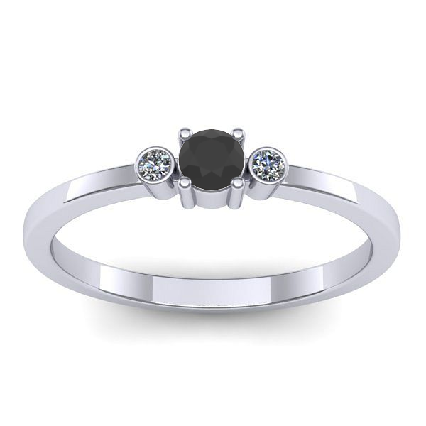 Inel de logodna cu diamant negru rotund