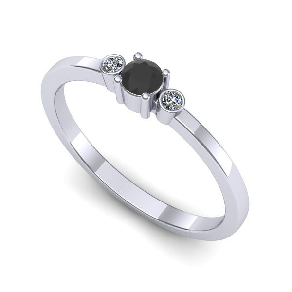 Inel logodna din aur alb cu diamant negru