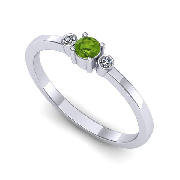 Inel logodna din aur alb cu peridot