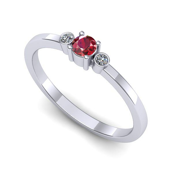 Inel de logodna din aur alb cu rubin
